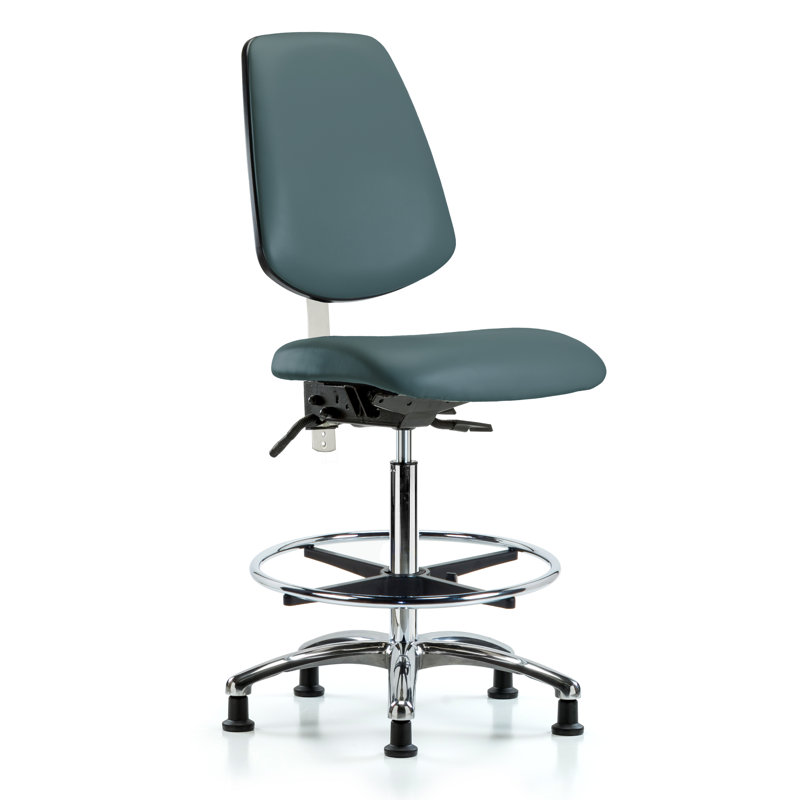 Miah Vinyl Drafting Chair, Colonial Blue, Glides, Not Included
