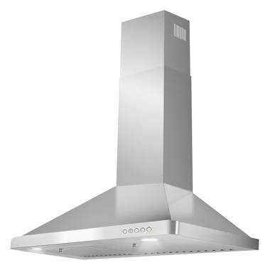 GE JVW5301BJTS 30 Wall-Mount Pyramid Chimney Hood with 350 CFM Venting System with Boost Electronic Backlit Controls Dual Halogen Cooktop Light Night