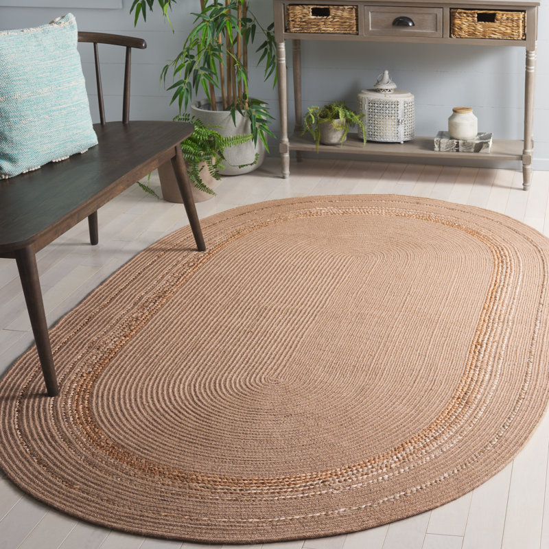 Tapis tressé 803 en naturel / beige, Ovale 5 pi x 8 pi