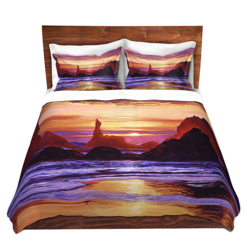 Ensembles de housse de couette DiaNoche en microfibre par David Lloyd Glover - Sunset at Oregon Rocks