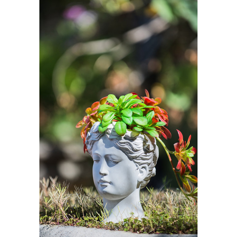 Pot de fleurs d'intérieur/extérieur de style grec en ciment - Contenance de 900 ml, vase gris, 16 x 15 x 23 cm, pour la décoration de fleurs, pot de fleurs gris, décoration pour la maison et le jardin