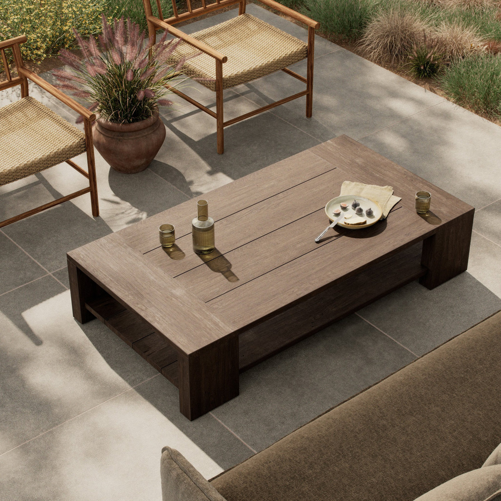 Roca Outdoor Metal Coffee Table-Bronze