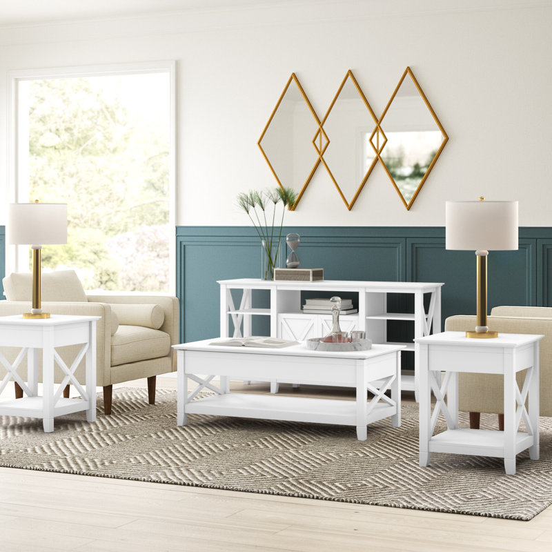 Ensemble de tables basses 4 pièces Kaionna, Blanc