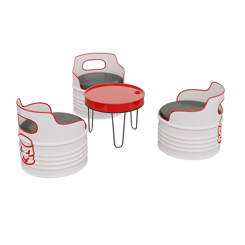 Ensemble repas rond 23,3 po Vandergriff, Rouge, 4, Blanc / noir