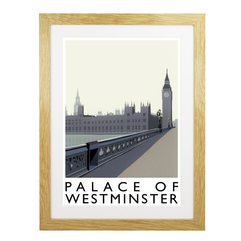 Palace of Westminster 1 Piece Wall Art, 43.5 cm H x 33.5 cm W x 2.2 cm D, Oak Wood Frame