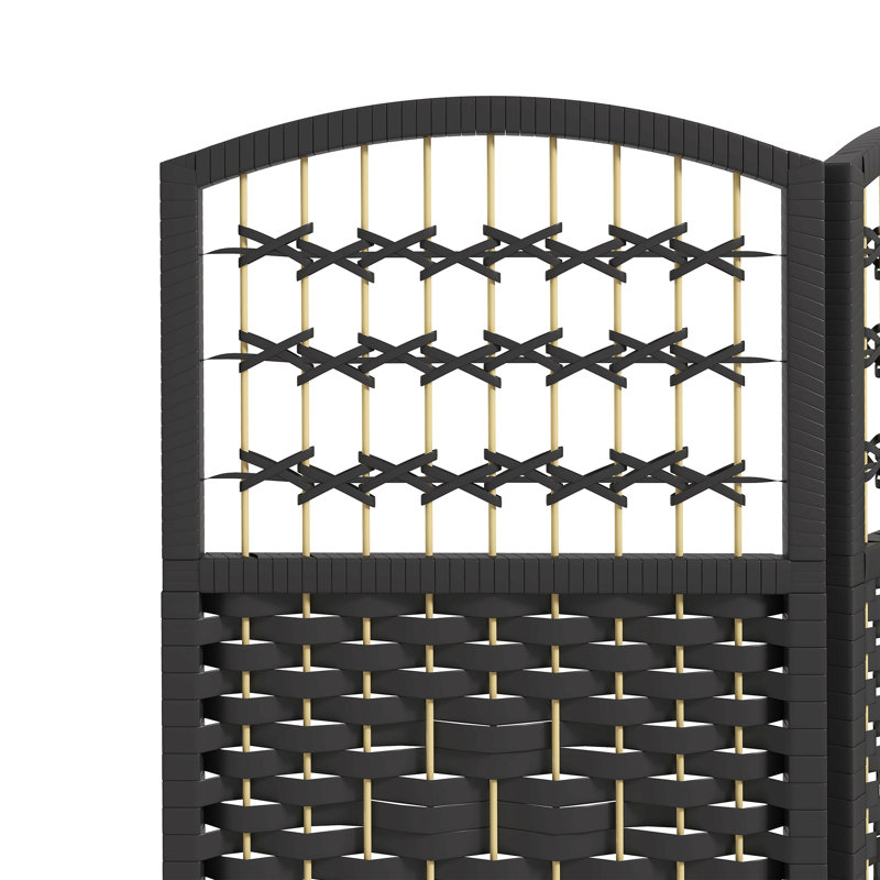 Alaudin 67'' H Solid Wood Folding Room Divider, 3, 67" H x 47.25" W x 0.5" D, Black