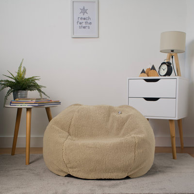 Large Kids Teddy Fleece Bean Bag Chair And Filling Included - Kids Indoor Seating Furniture Lounger - Machine Washable Comfortable Fabric For Girls & Boys
