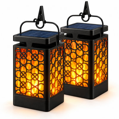 Lanternes solaires à flamme solaire, lumières DEL vacillantes, décoration de jardin extérieur imperméable