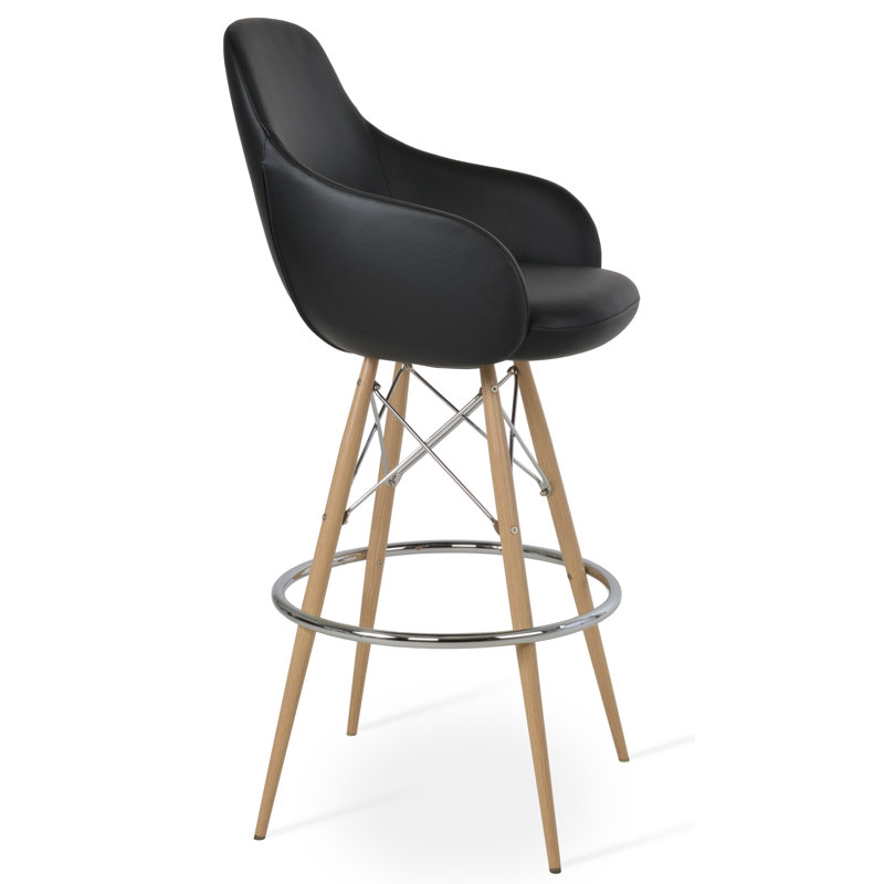 Tabouret de bar et de comptoir Gazel Arm Mw, Noir, Noir, Tabouret de bar (siège d'une hauteur de 29,5 po)