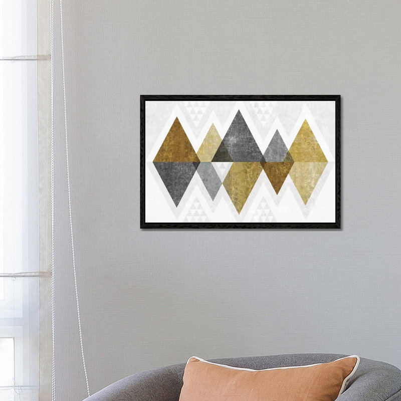 Mod Triangles II.B by Michael Mullan - Floater Frame Gallery-Wrapped Canvas Giclée on Canvas, Black Floater Frame