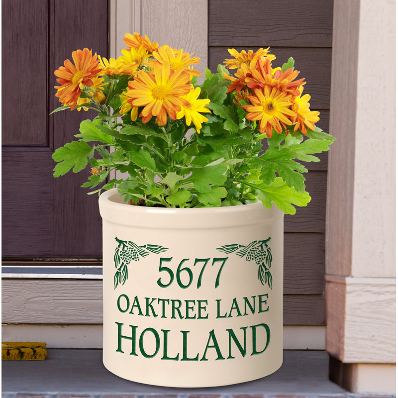 Woodham Personalized Pinecone Ceramic Pot Planter, Green, Yes