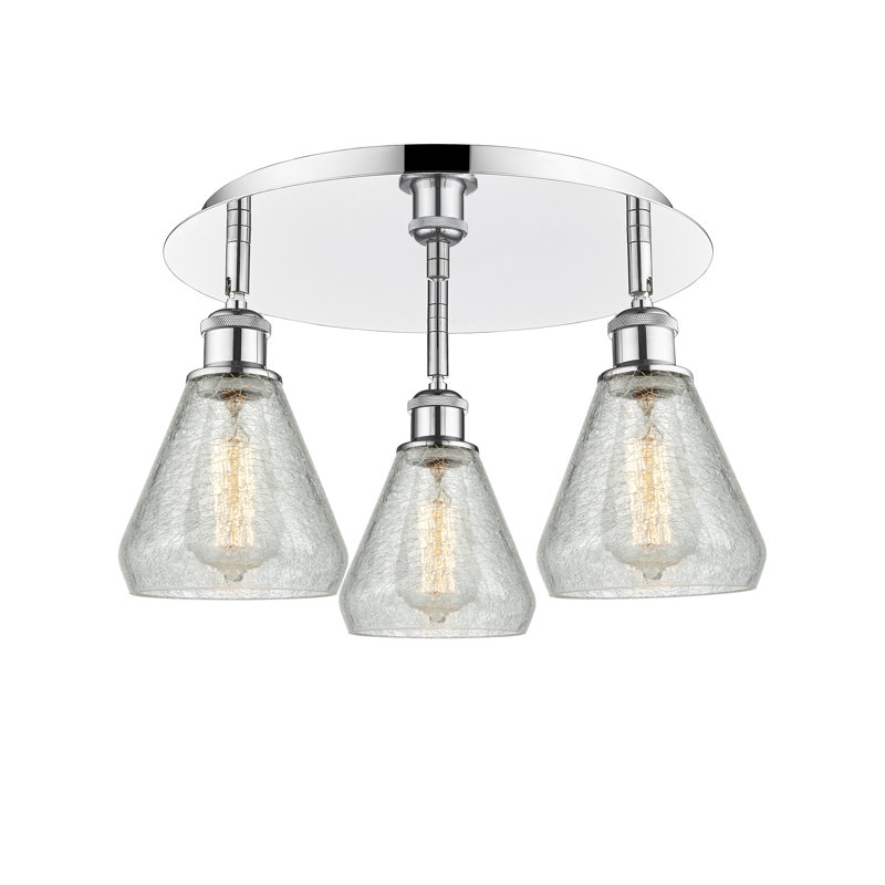 Beaonca Glass Flush Mount, Polished Chrome