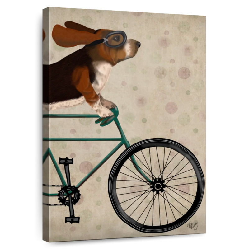 Bramet basset hound à vélo, H 12 po x l 8 po