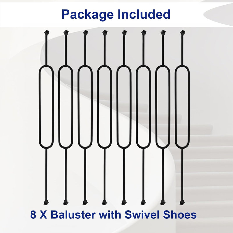 Lot de 8 balustres ovales pour escalier, balustres carrés de 44 po x 1/2 po