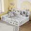 Lit double à plancher bas Nestled avec barrière de sécurité et tablettes de rangement-132460914-132460915