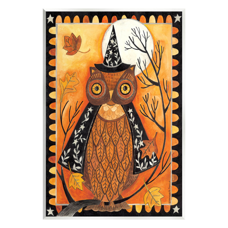 Lune des Chouettes d'automne - 136, H 15 po x l 10 po x P 0,5 po, Plaque murale
