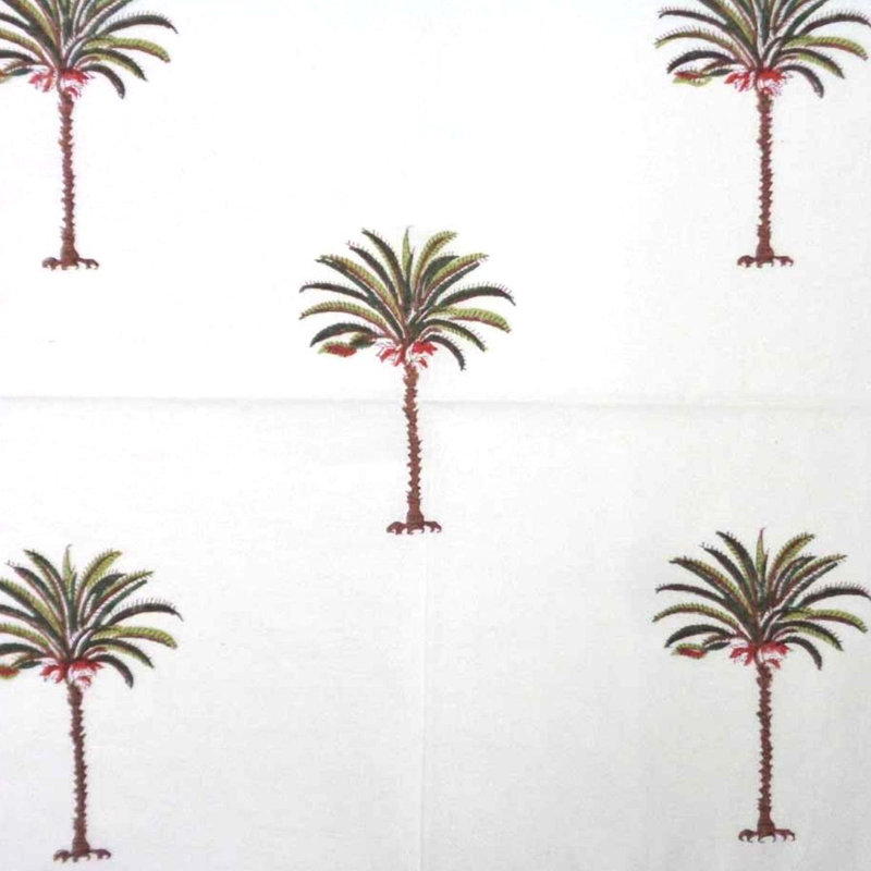 100% Cotton Square Napkins, Green/White