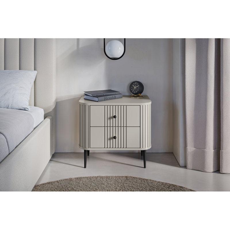 Dayzee 56cm W Manufactured Wood Bedside Table, Black, Cashmere/Black, Cashmere