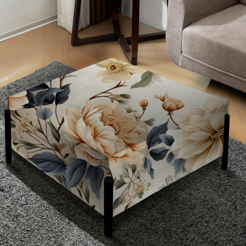 Antique Antique Floral Elegance II - Grand repose-pieds carré floral