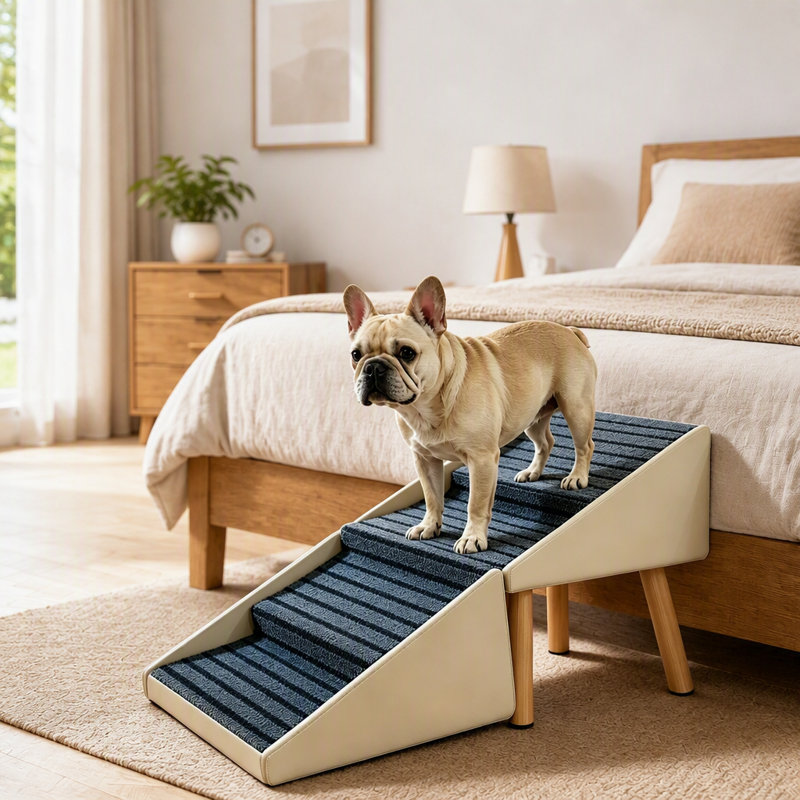 Rampe pliable pour chien, escalier pour chien, 16.93" H x 33.87" W x 15.76" D, Beige