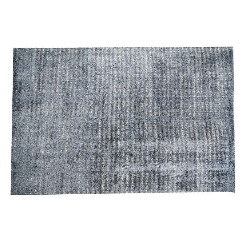 Tapis gris anthracite tissé à la main | Tapis en laine et bambou en soie moderne | 7 mm d'épaisseur, Rectangle 9 pi x 12 pi