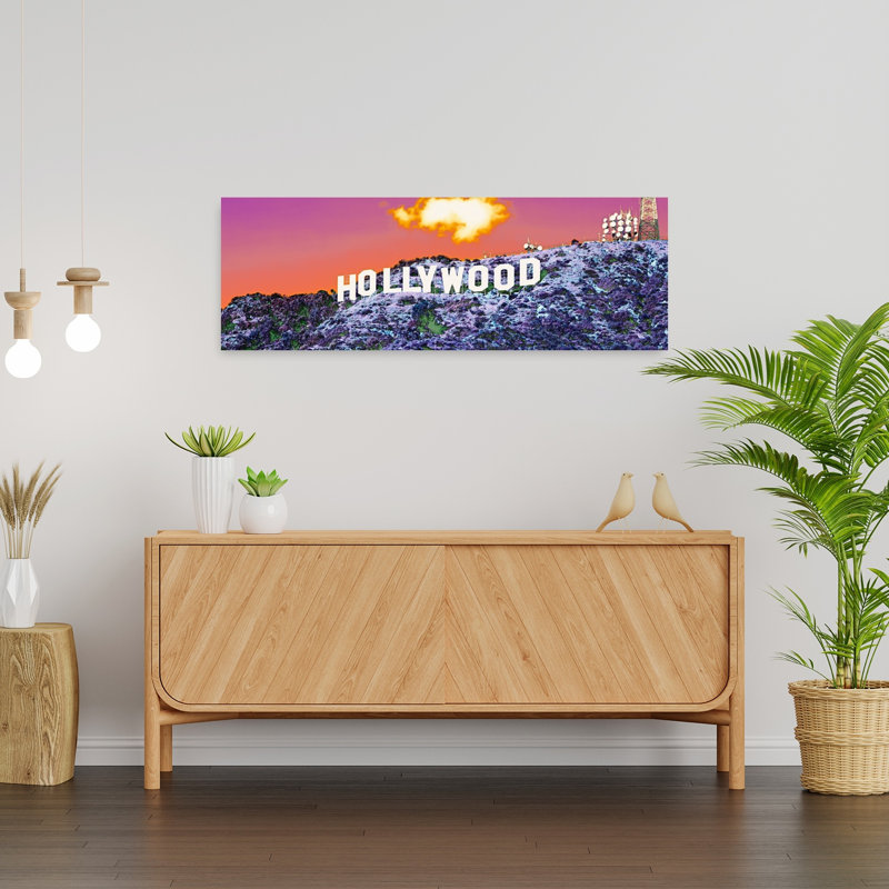 Signe Hollywood, art contemporain abstrait, art mural, H 12 po x l 36 po