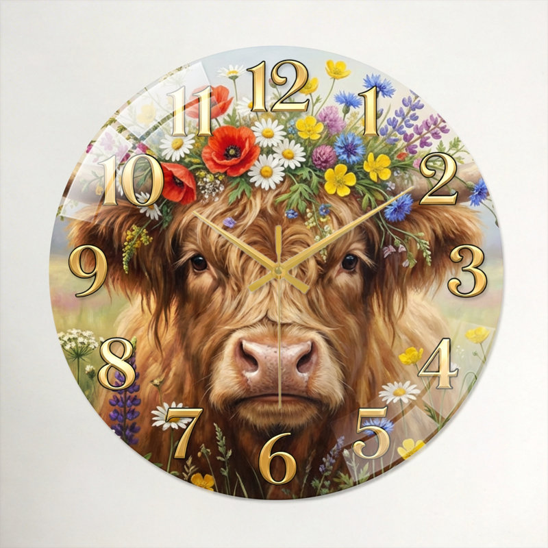 Horloge murale en verre de vache, 40 x 40 cm (15,7 x 15,7 pouces)