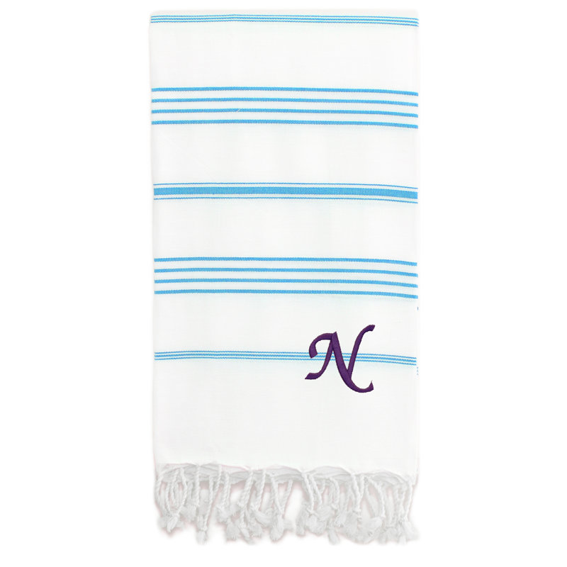 Serviette de plage 100% coton Pestemal Lucky, Vert clair / blanc, N