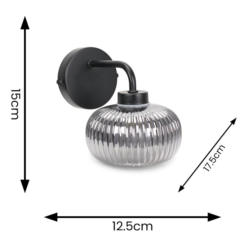Redvers Glass Armed Sconce, Matte Black, No