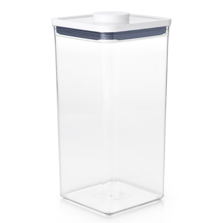 OXO 2.7 Qt. / 2.6 Liter Clear Rectangular SAN Plastic Food Storage Container  with Stainless Steel POP Lid