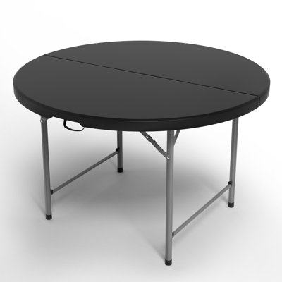 48" Plastic Round Folding Table, Portable Foldable Party Banquet Table for Camping Dining Outdoor Picnic