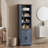 5 Tiers Farmhouse Bookcase 72" Tall Bookshelf With Doors And Storage Cabinet Farmhouse Book Shelf With Adjustable Shelf For Home Office,living Room, Antique White-945572090