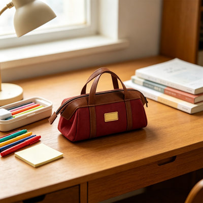 Trousse de rangement à grande ouverture, grande capacité, à main, en toile lavable et résistante aux taches, idéale pour les étudiants et les fournitures de bureau.