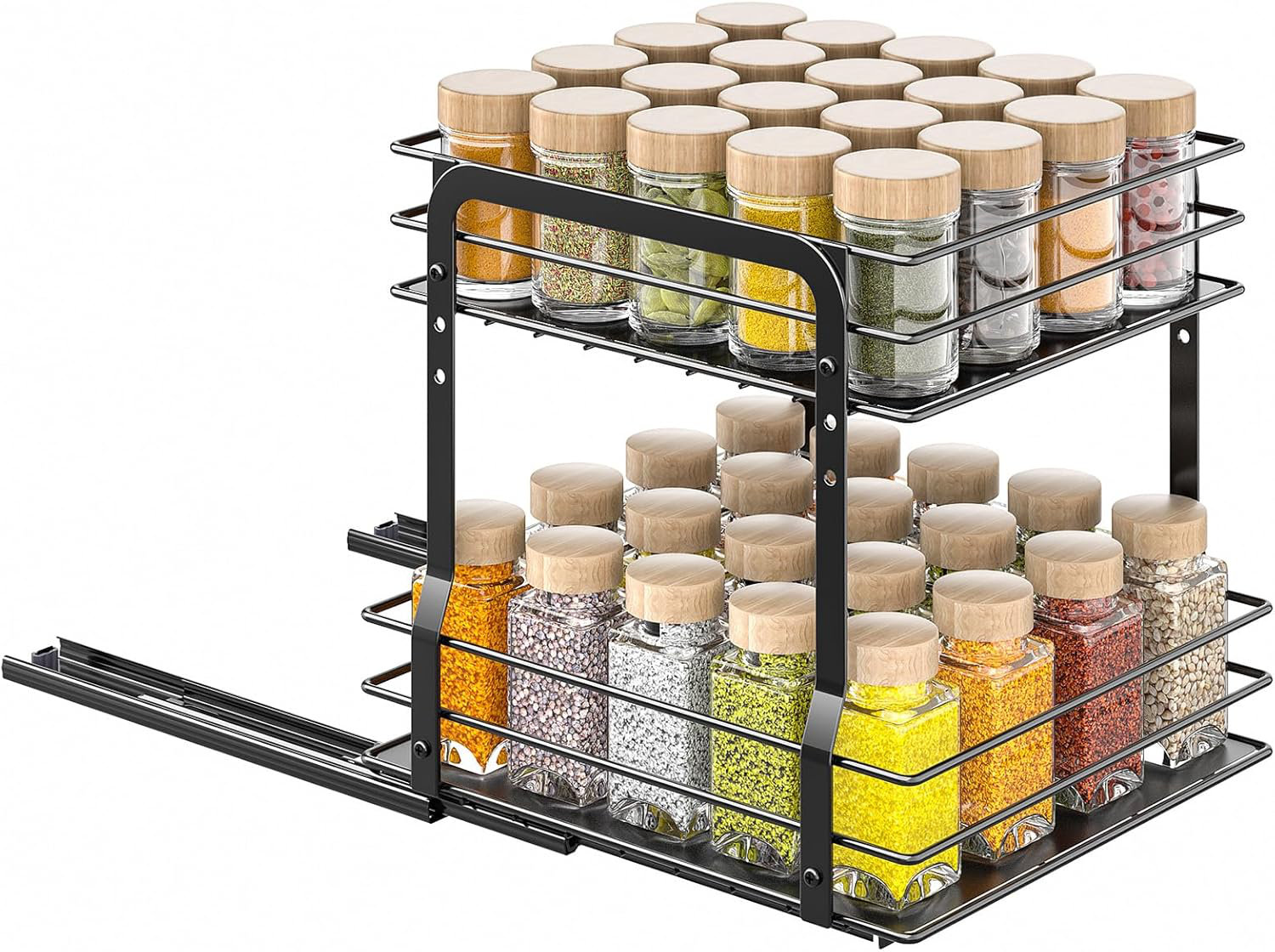 Prep &amp; Savour Pull Out Spice Rack Organizer For Cabinet - 2 Tier ...
