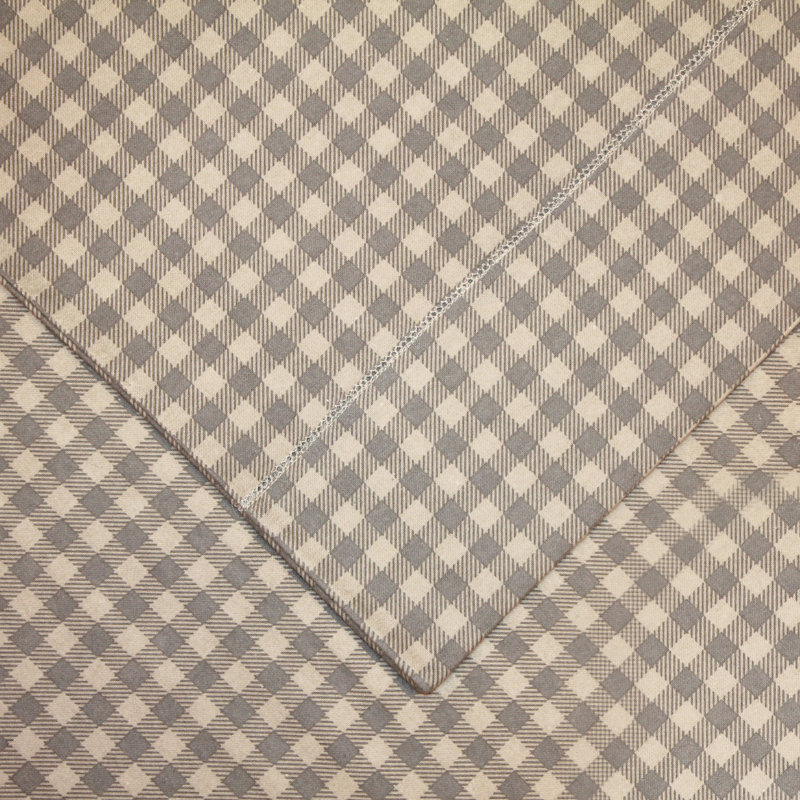 Pointehaven  Plaid 100% Cotton Flannel Sheet Set, Twin XL Sheet Set + Fitted Sheet + 2 Pillowcases, White, Gray Farmhouse