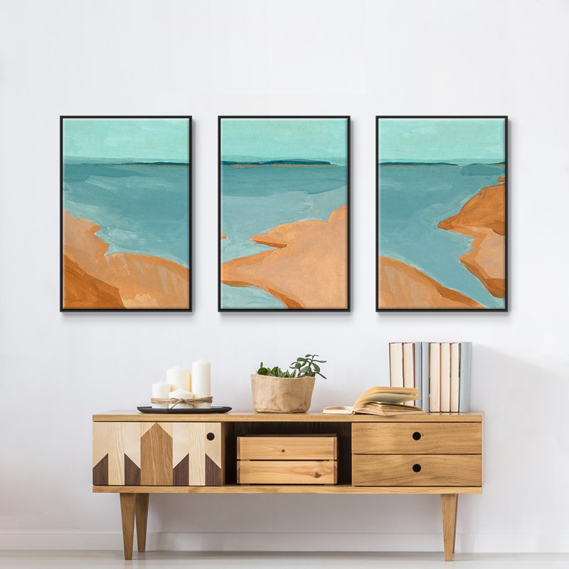 «Out On The Sandbar I», reproduction sur toile 3 pièces, Noir, H 24 po x l 48 po x P 2 po