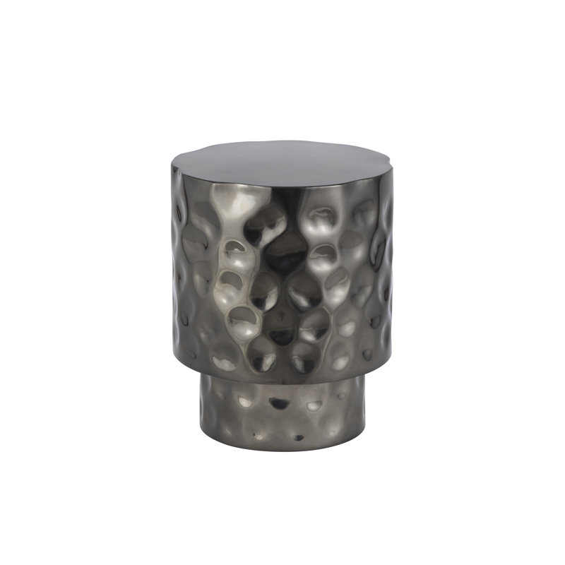 Bedingfield Hand-Hammered End Table Nickel, Nickel