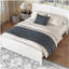 Grand lit plateforme, lit plateforme en bois massif avec lattes de soutien et structure solide, aucun sommier requis, blanc