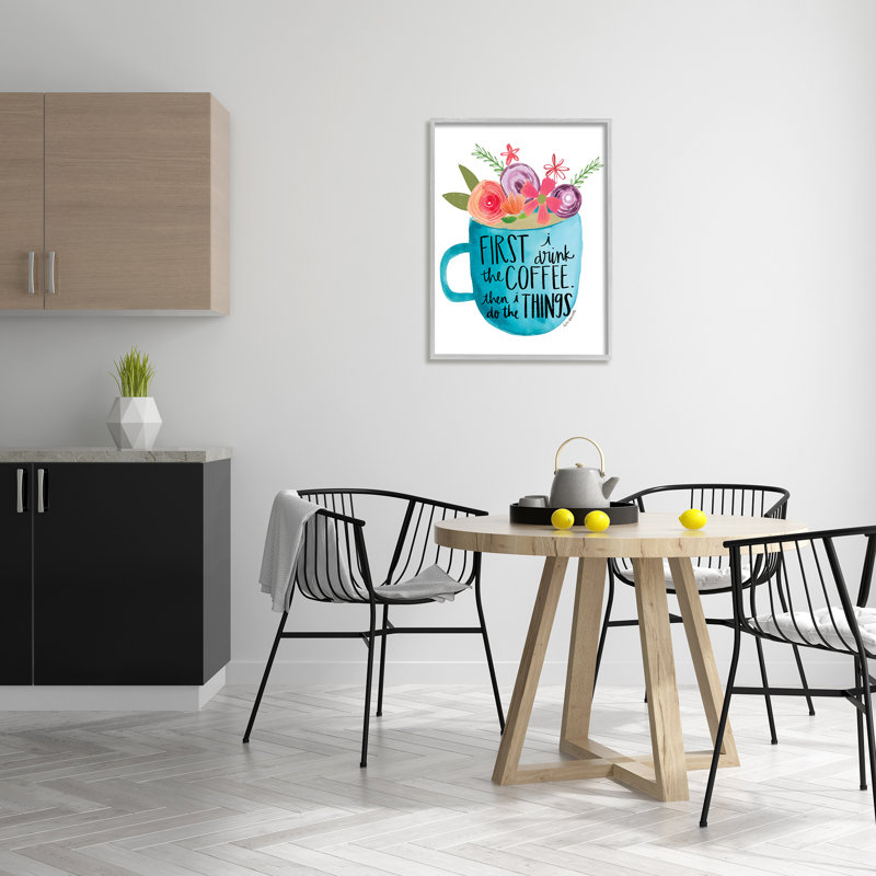 Tasse «Drink Coffee Do Things» à motif floral - impression sur bois, Estampe numérique Farmhouse