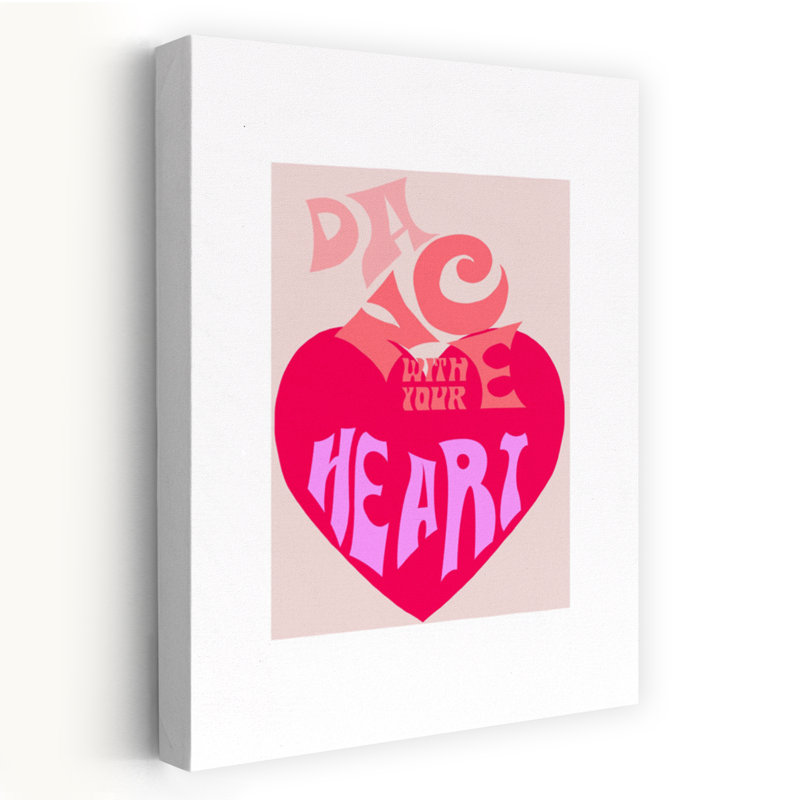 Dance With Your Heart Retro Romantic Wall Art Print 1 Piece Wrapped Canvas Wall Art, 60.96cm H x 40.64cm W