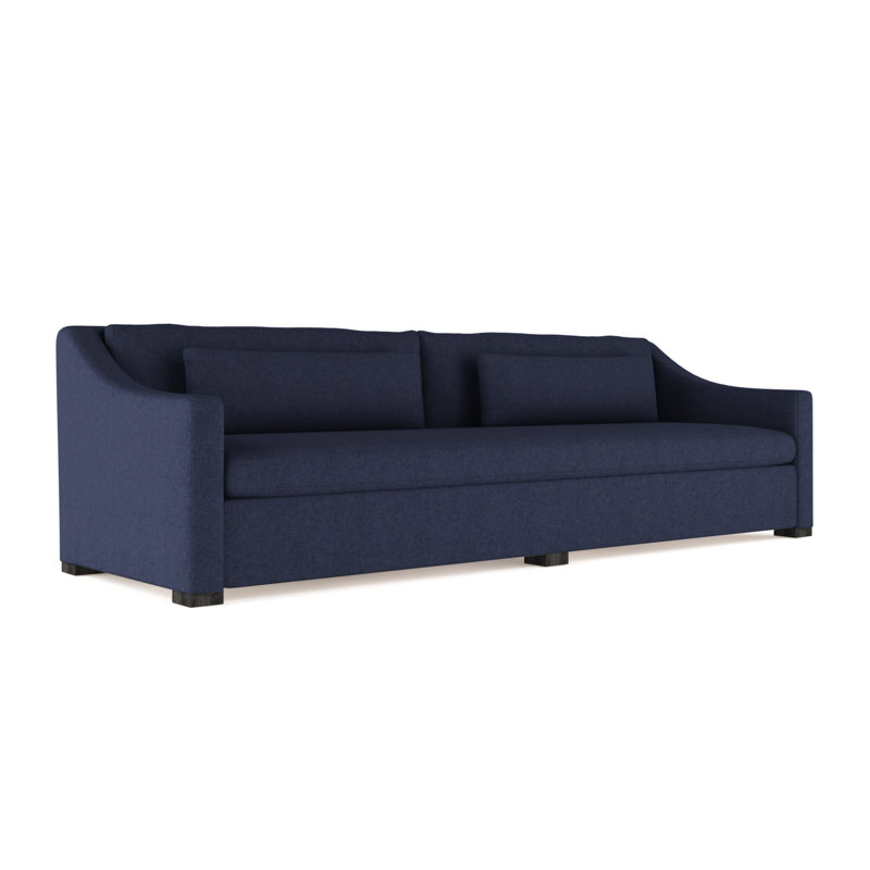 Crosby Slope Arm Sofa, Plush Velvet Blue Print, 32.5" H x 96" W x 38" D, Dark Brown