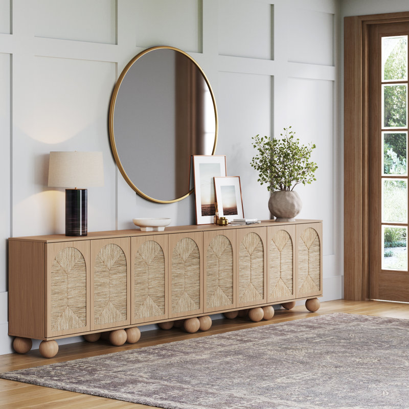 Seagrass Storage Cabinet Set Or TV Stand, Raw Oak