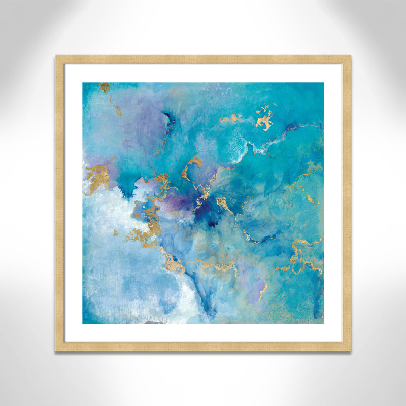 Golden Edge II - Peinture, Papier avec cadre brun, H 32,5 po x l 32,5 po x P 2 po, Blanc