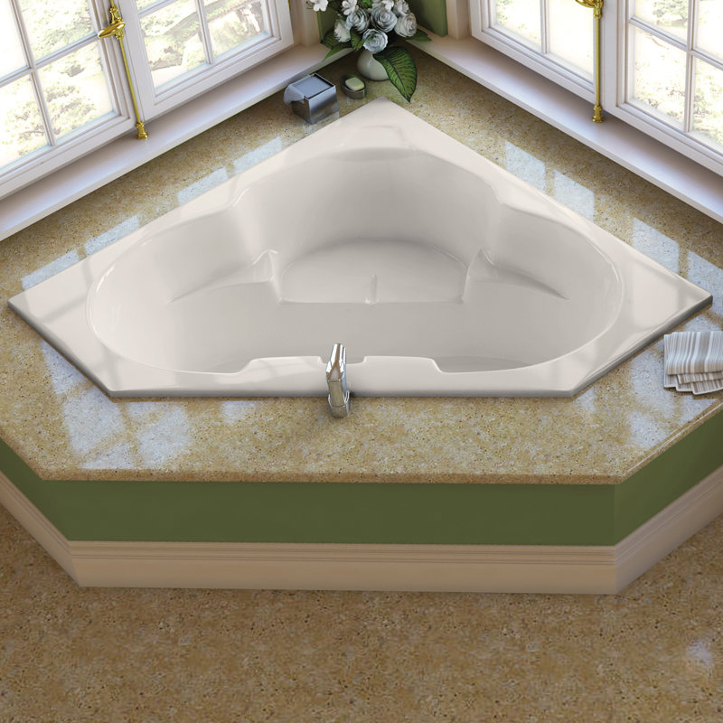 Abaka 59" x 59" Drop In Soaking Acrylic Bathtub, White