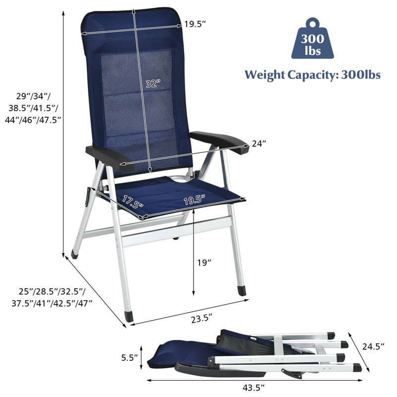 Chaise de camping inclinable