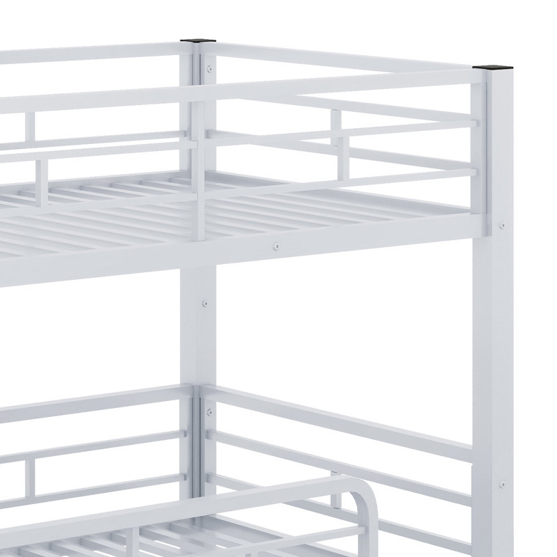 Lowell Kids Twin Over Twin Over Twin Bunk Bed, Silver