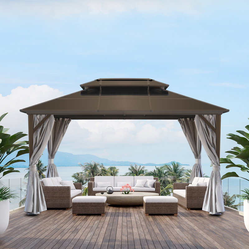 13 Ft. W x 10 Ft. D Outdoor Hardtop Aluminum Patio Gazebo