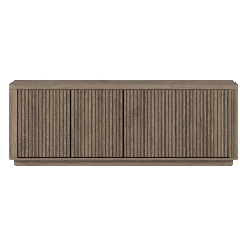 Weybossett Rectangular TV Stand, Gray Wood/Beige Wood Fluting