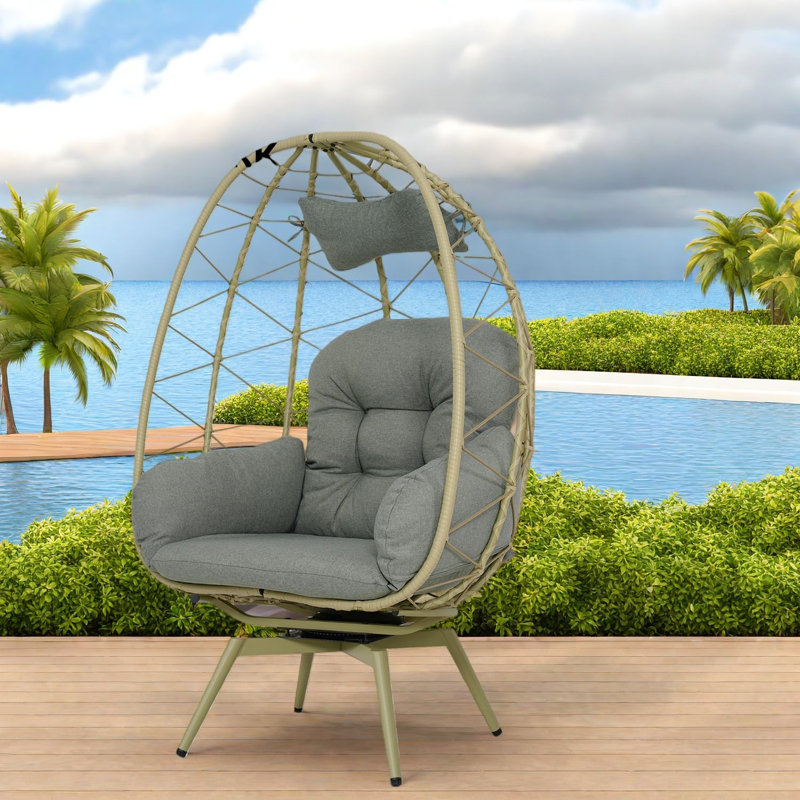 Chaises longues pivotantes de patio, chaise en rotin moderne en acier pour la maison