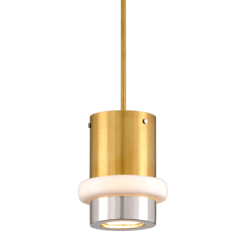 Beckenham 1 - Light Single Cylinder Pendant, 10.25" H x 8" W x 8" D, Polished Brass/Nickel
